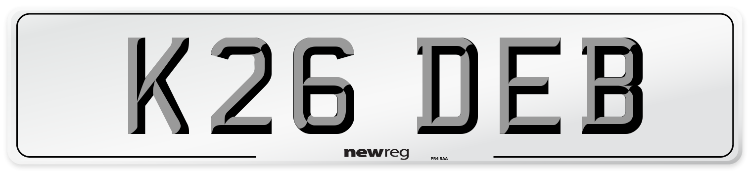 K26 DEB Number Plate from New Reg